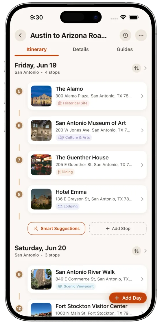 AI-powered trip planner with day-by-day itinerary and cost estimates